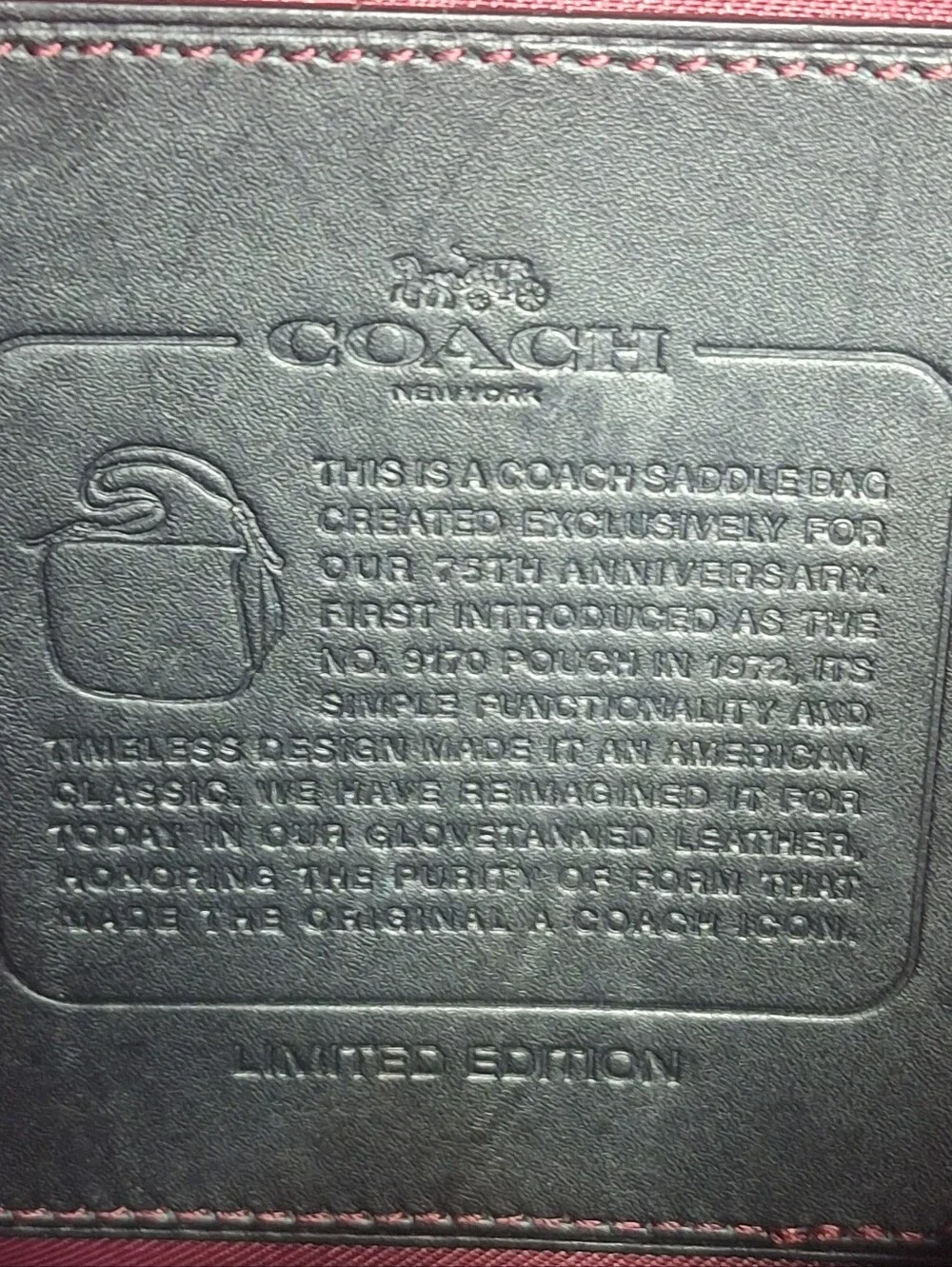 Coach Saddle Bag 75th Anniversary Leather Purse Crossbody 55298 Black Re-edition - Picture 9 of 16